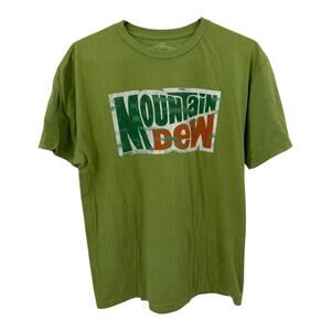 Mountain Dew Distressed Logo Green Graphic T-Shirt - Large